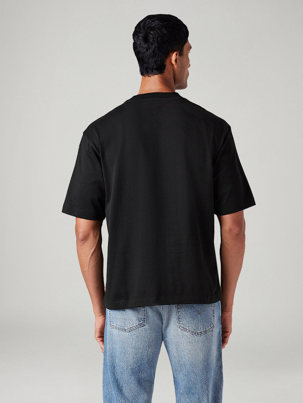 Men's Solid Loose Fit T-Shirt - Back View