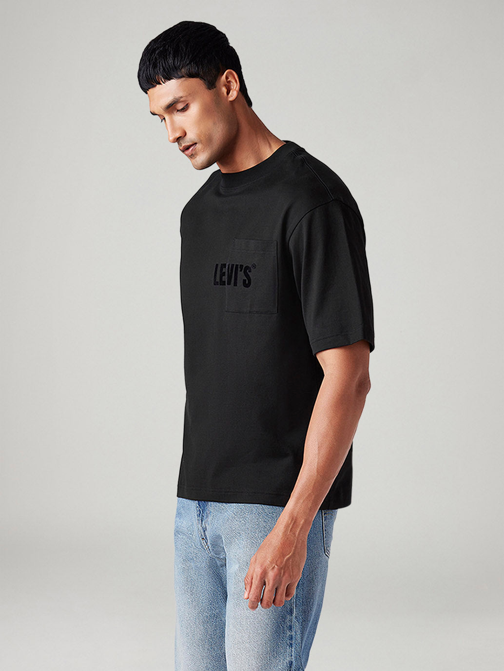 Men's Solid Loose Fit T-Shirt - Side View