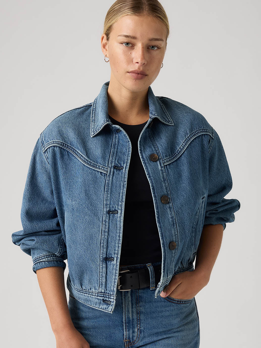 Levi's® Women's Dani Western Harrington Denim Jacket - Styleshot View