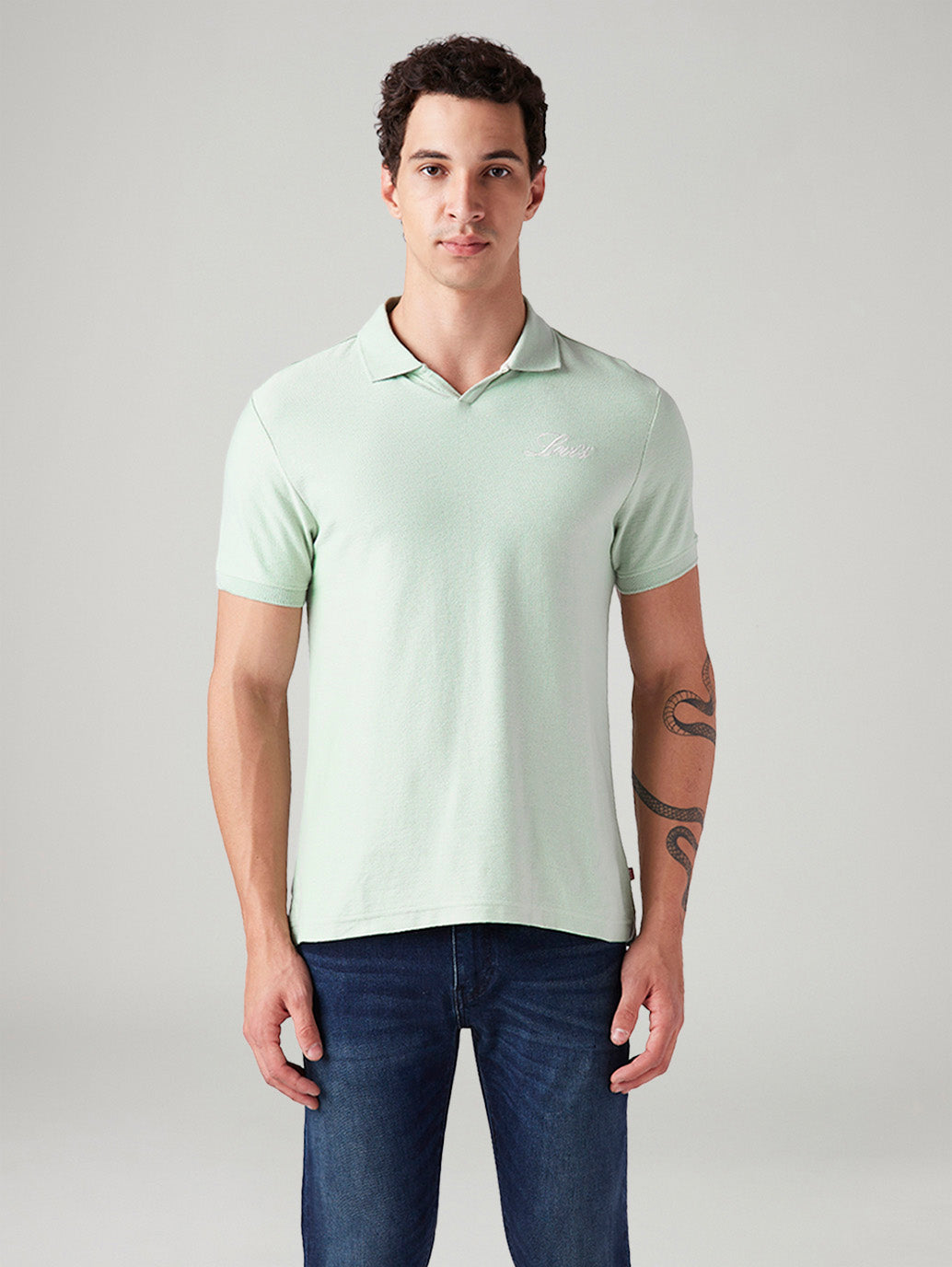Men's Solid Regular Fit Polo T-Shirt - Front View