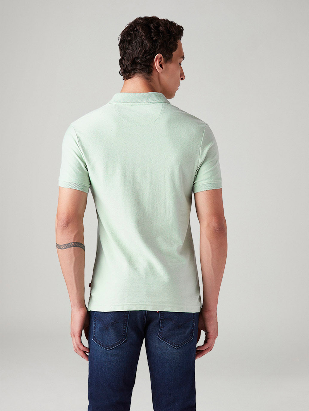 Men's Solid Regular Fit Polo T-Shirt - Back View