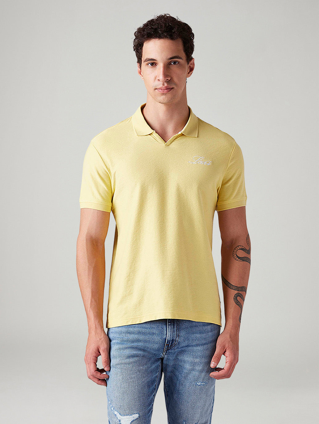 Men's Solid Regular Fit Polo T-Shirt - Front View