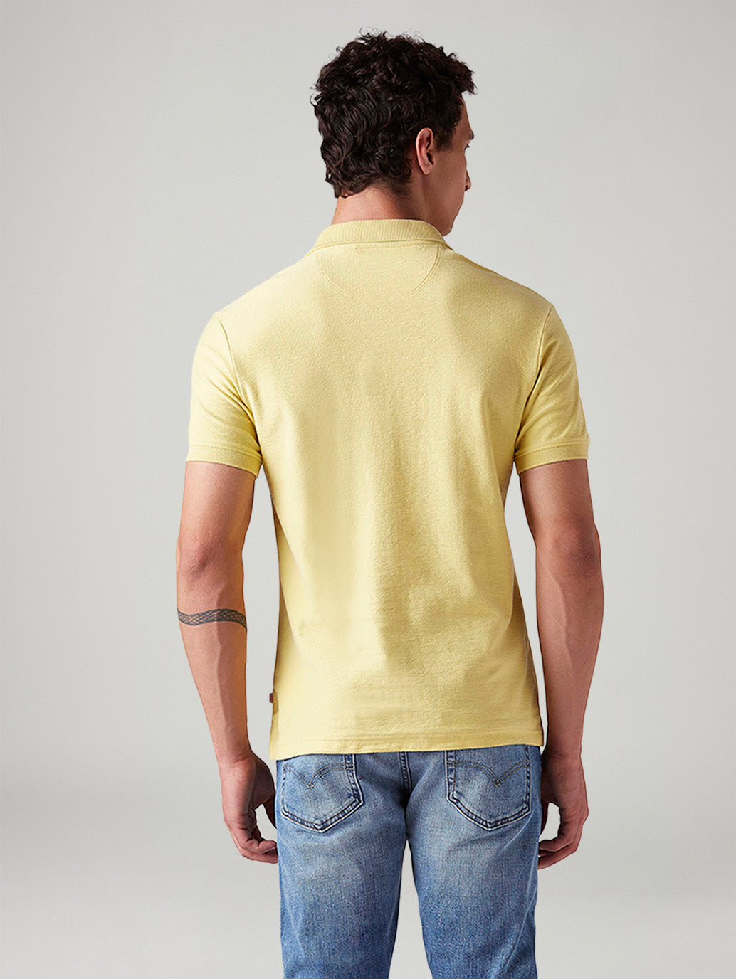 Men's Solid Regular Fit Polo T-Shirt - Back View