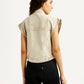 Women's Solid Beige Denim Jacket - Back View