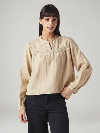 Women's Embroidered Regular Fit Embroidery Top