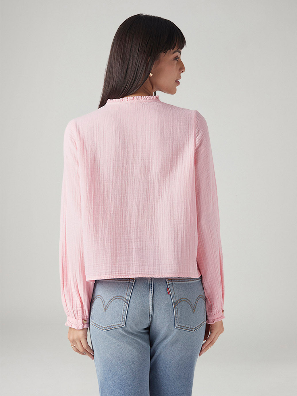 Women's Embroidered Regular Fit Top - Back View