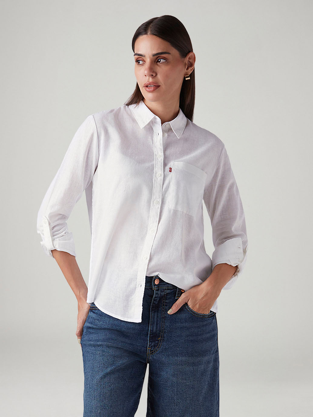 Women's Solid Relaxed Fit Linen Shirt
