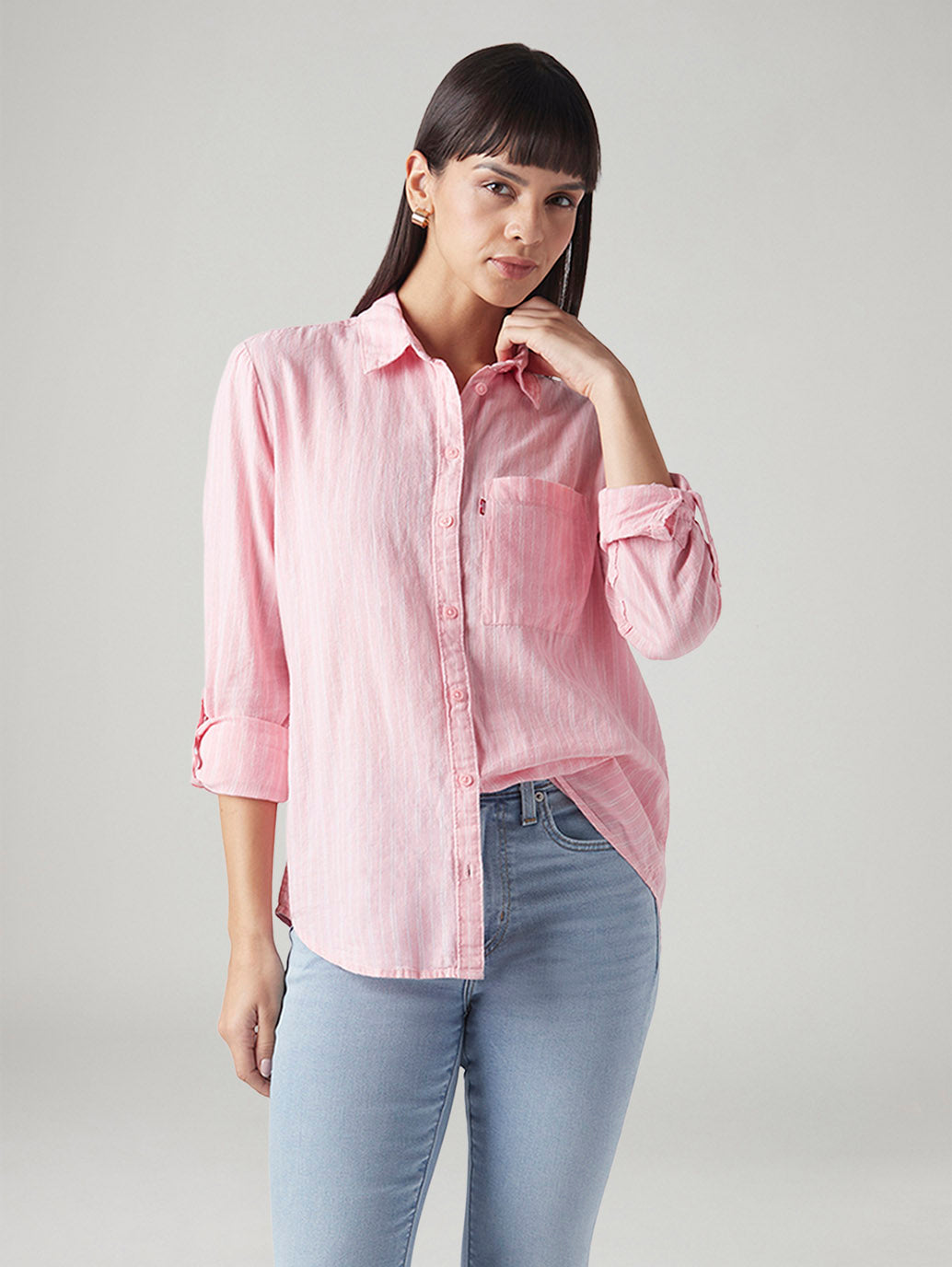 Women's Striped Relaxed Fit Linen Shirt