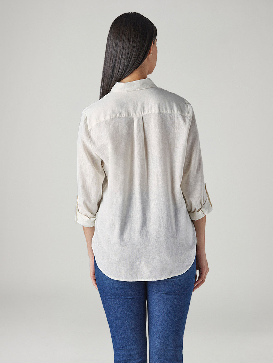 Women's Solid Regular Fit Shirt - Back View