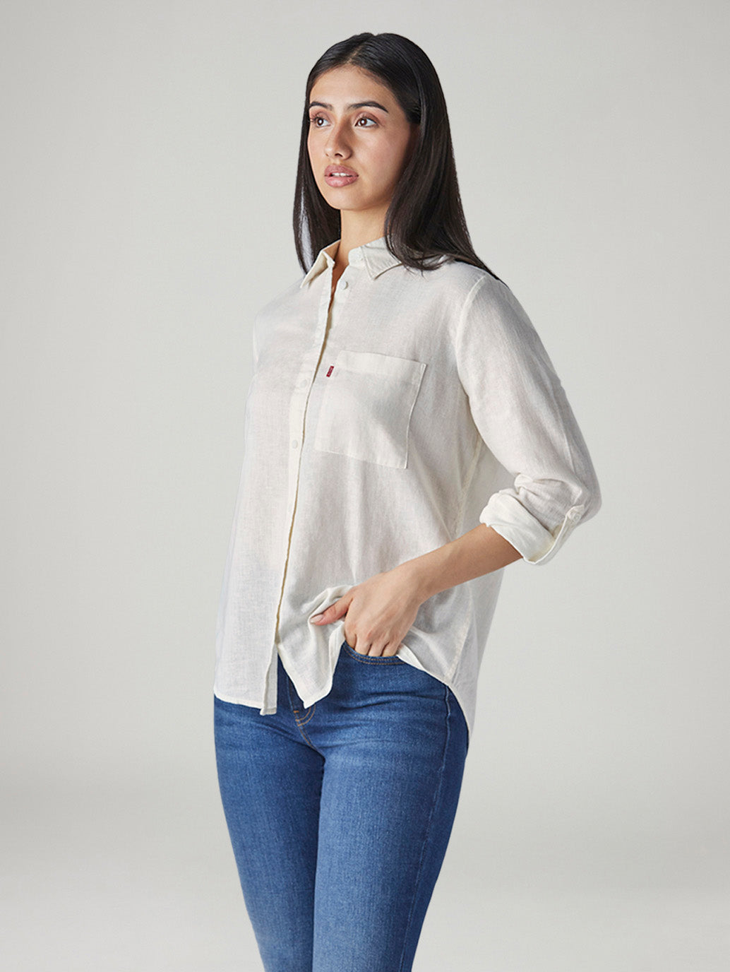 Women's Solid Regular Fit Shirt - Side View