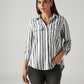 Women's Striped White Relaxed Fit Shirt - Styleshot View