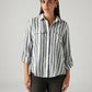 Women's Striped White Relaxed Fit Shirt - Front View