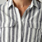 Women's Striped White Relaxed Fit Shirt - Detail View