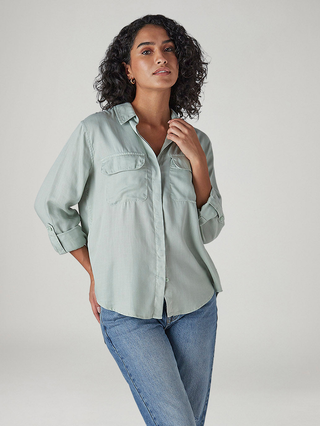 Women's Solid Relaxed Fit Utility Shirt
