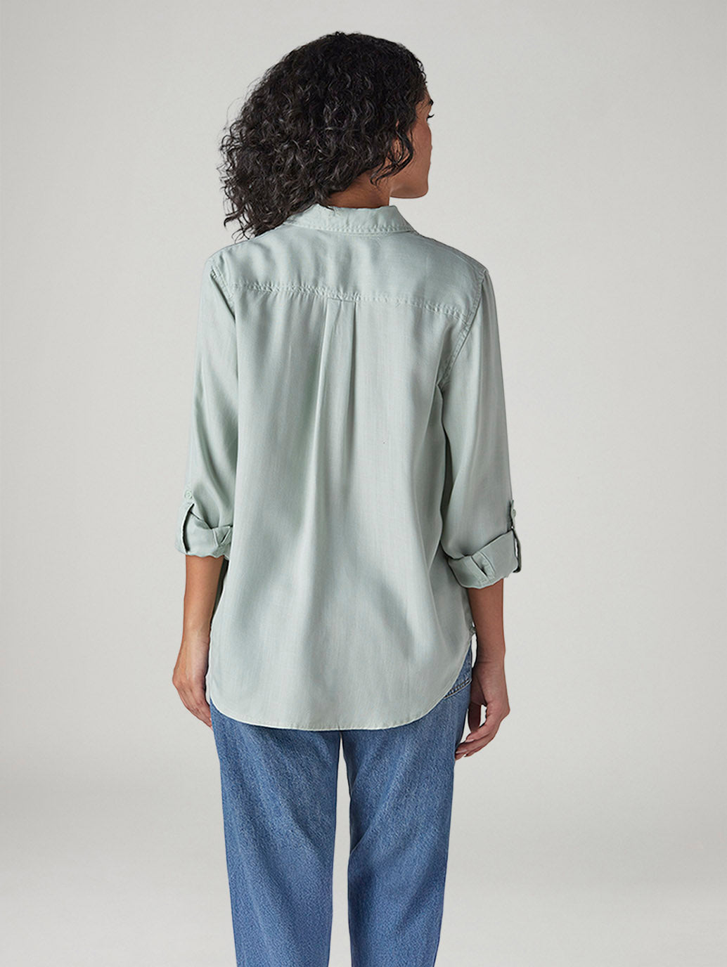 Women's Solid Relaxed Fit Utility Shirt - Back View