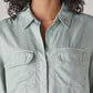 Women's Solid Relaxed Fit Utility Shirt - Detail View