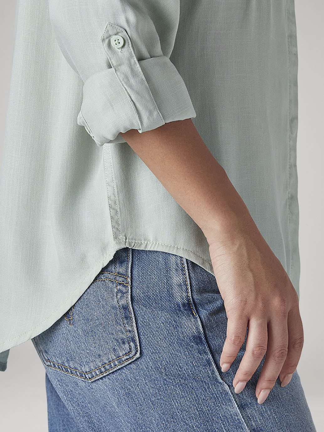 Women's Solid Relaxed Fit Utility Shirt - Detail View