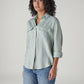 Women's Solid Relaxed Fit Utility Shirt - Side View
