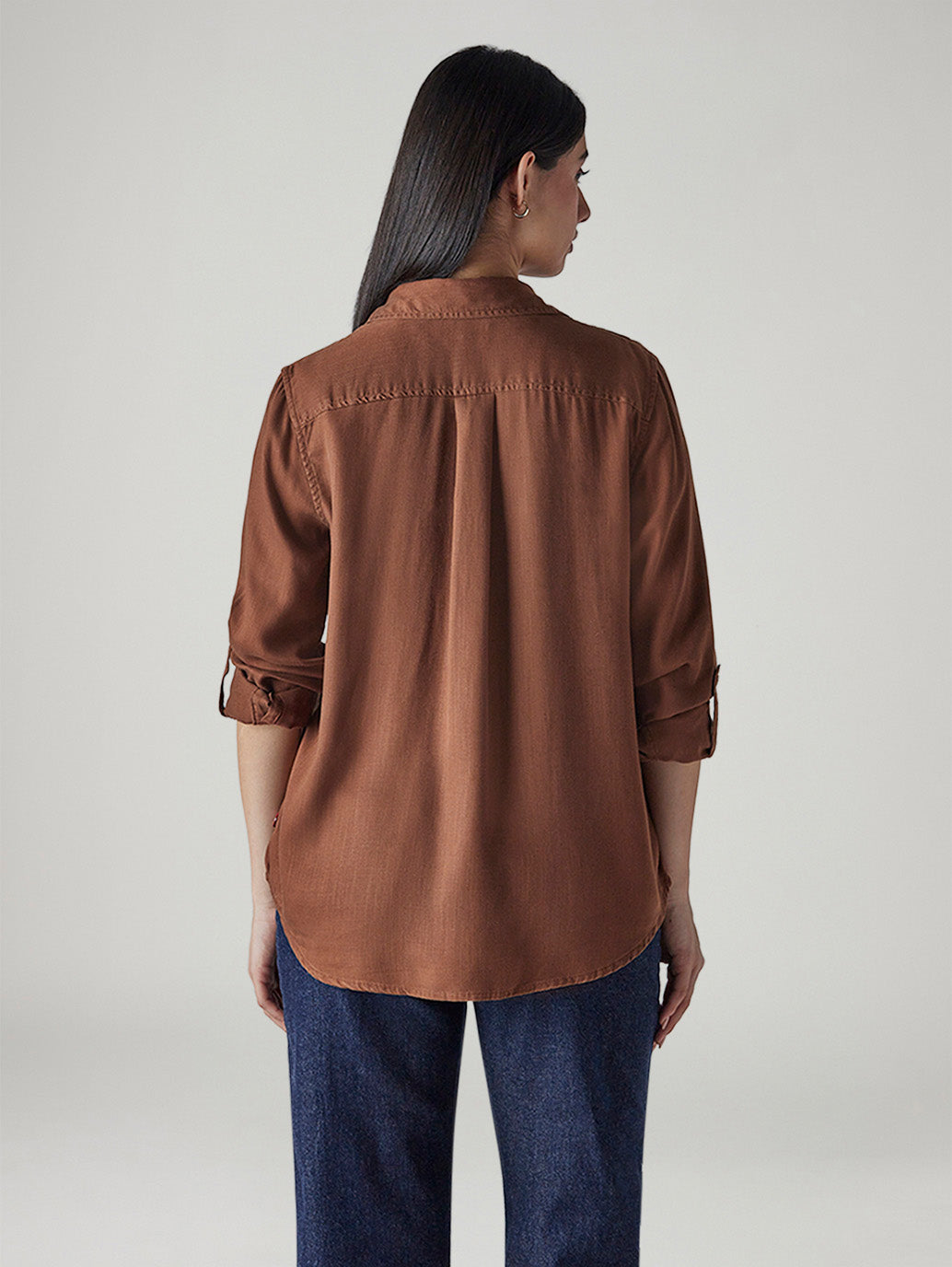 Women's Solid Relaxed Fit Shirt - Back View