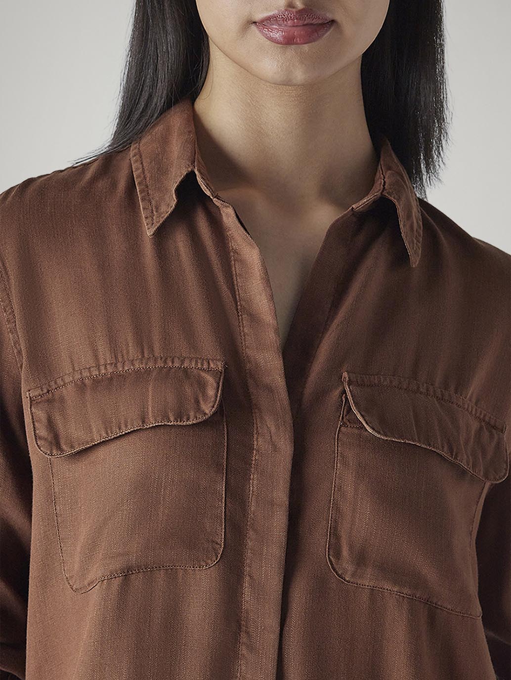 Women's Solid Relaxed Fit Utility Shirt - 20 View