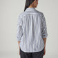 Women's White Striped Relaxed Fit Utility Shirt - Back View