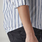 Women's White Striped Relaxed Fit Utility Shirt - Detail View