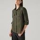 Women's Solid Relaxed Fit Linen Shirt - Styleshot View
