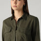 Women's Solid Relaxed Fit Linen Shirt - Detail View
