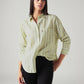 Women's Striped Relaxed Fit Linen Shirt - Styleshot View