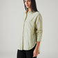 Women's Striped Relaxed Fit Linen Shirt - Side View