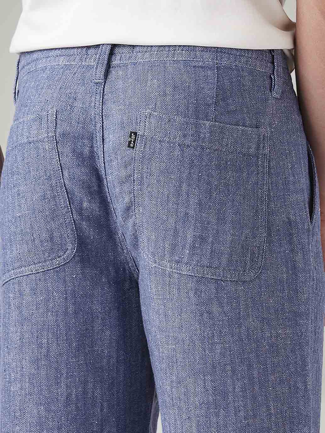 Men's Blue Loose Straight Fit Mid Rise Chinos - 20 View