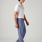Men's Blue Loose Straight Fit Mid Rise Chinos - Side View