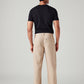 Men's Beige Loose Straight Fit Mid Rise Linen Chinos - Back View