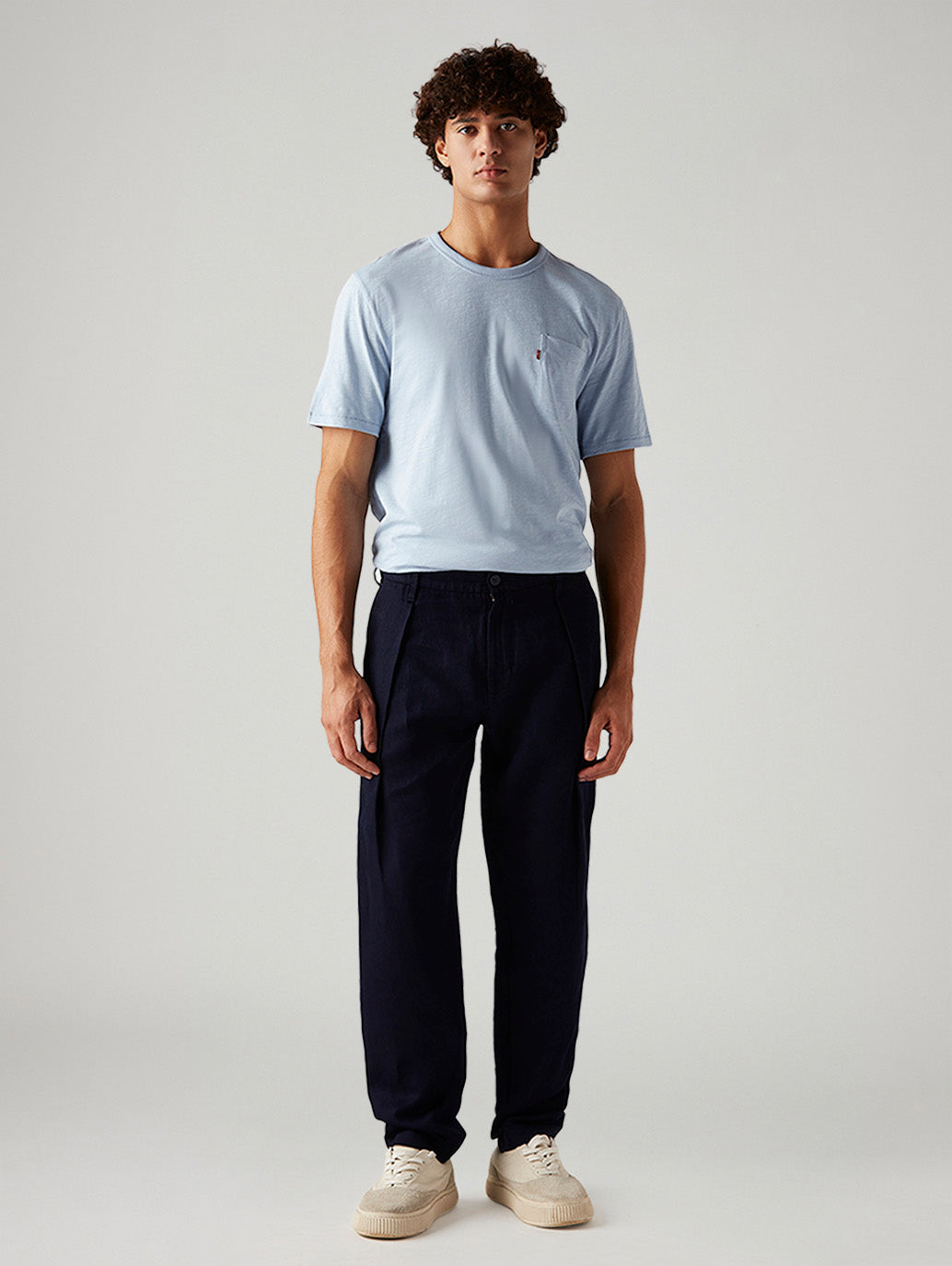 Men's 550 Relaxed Fit Mid Rise Linen Chino Trousers - Front View