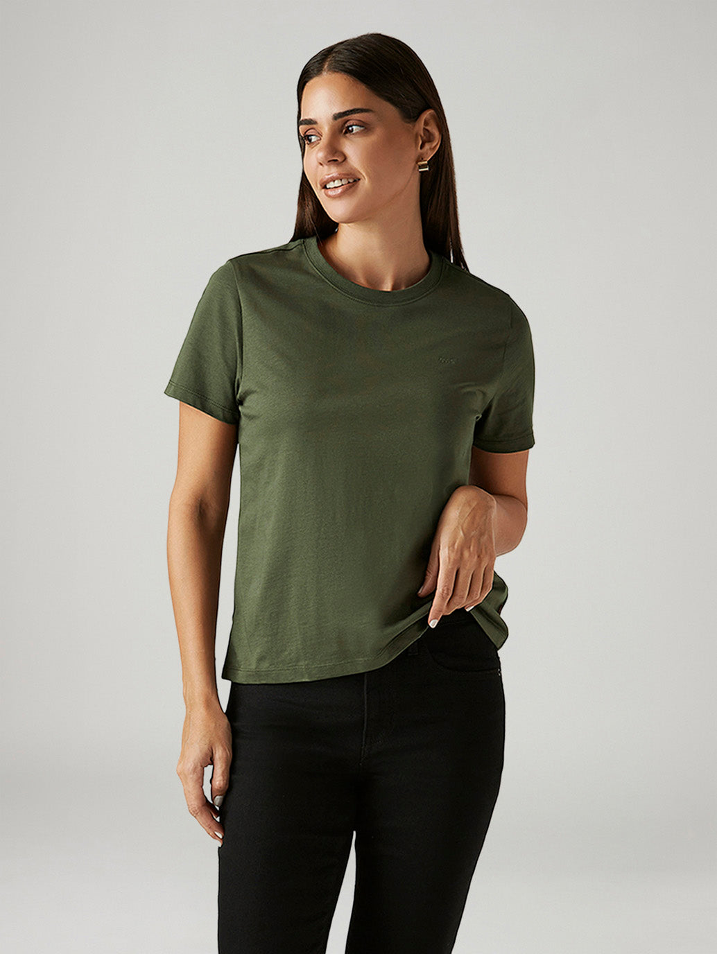 Women's Solid Olive Crew Neck T-shirt