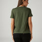 Women's Solid Olive Crew Neck T-shirt - Back View