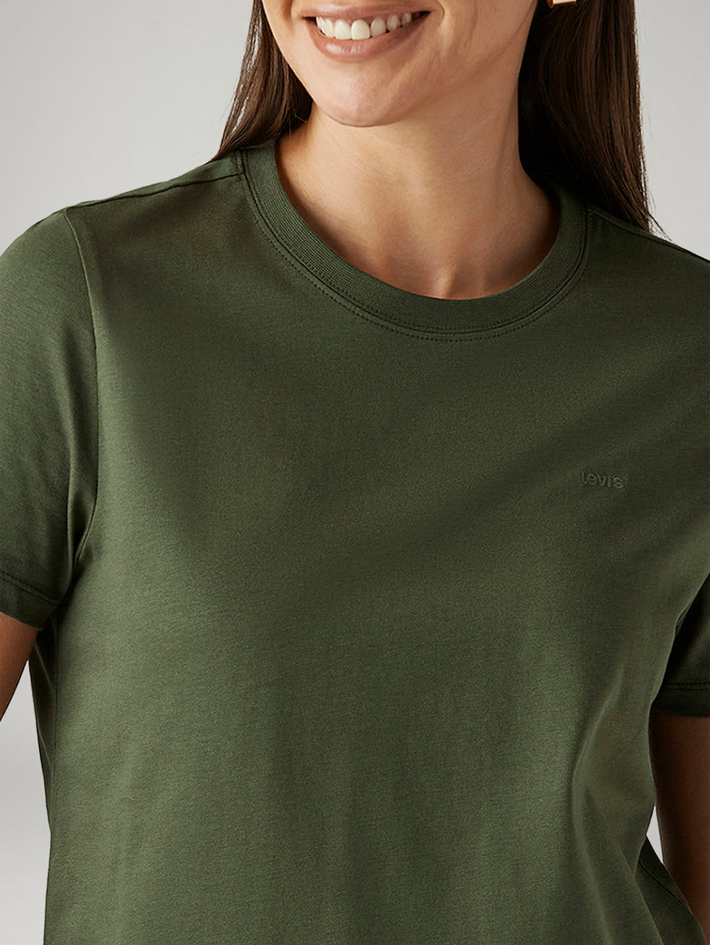 Women's Solid Olive Crew Neck T-shirt - 20 View