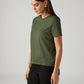 Women's Solid Olive Crew Neck T-shirt - Side View