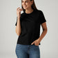 Women's Solid Black Crew Neck T-shirt - Styleshot View