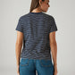 Women's Striped Navy Crew Neck T-shirt - Back View