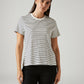 Women's Striped White Crew Neck T-shirt - Front View