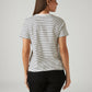 Women's Striped White Crew Neck T-shirt - Back View
