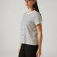 Women's Striped White Crew Neck T-shirt - Side View