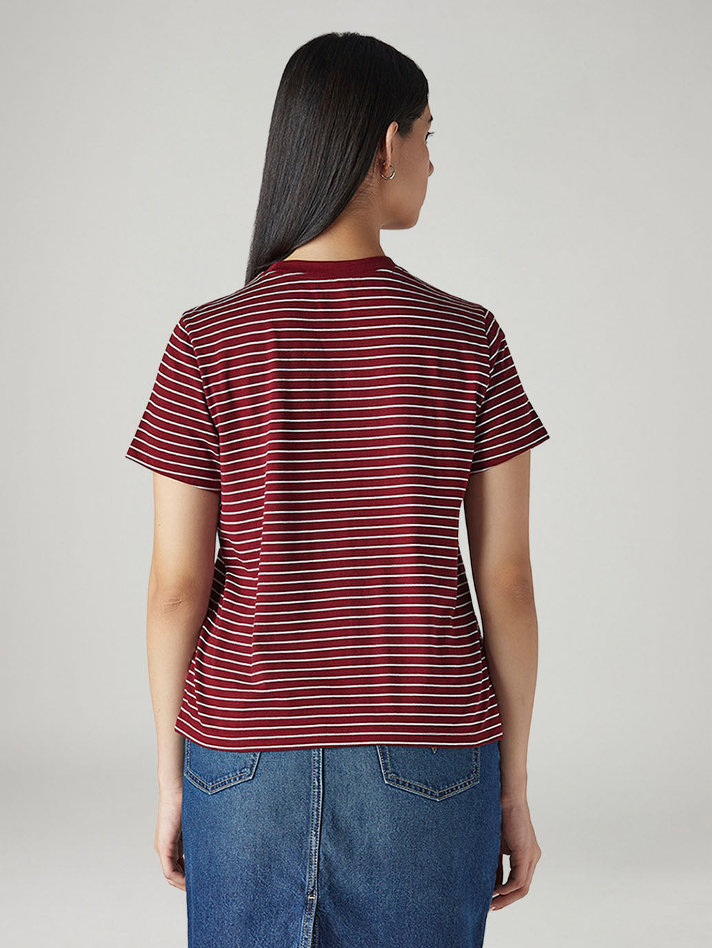 Women's Striped Regular Fit T-Shirt - Back View
