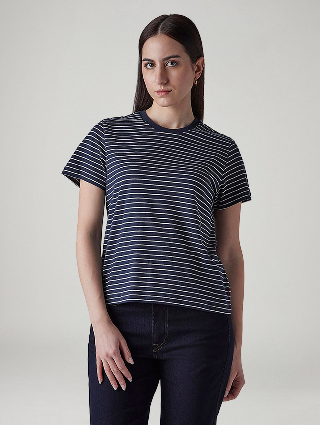 Women's Striped Regular Fit T-Shirt - Front View