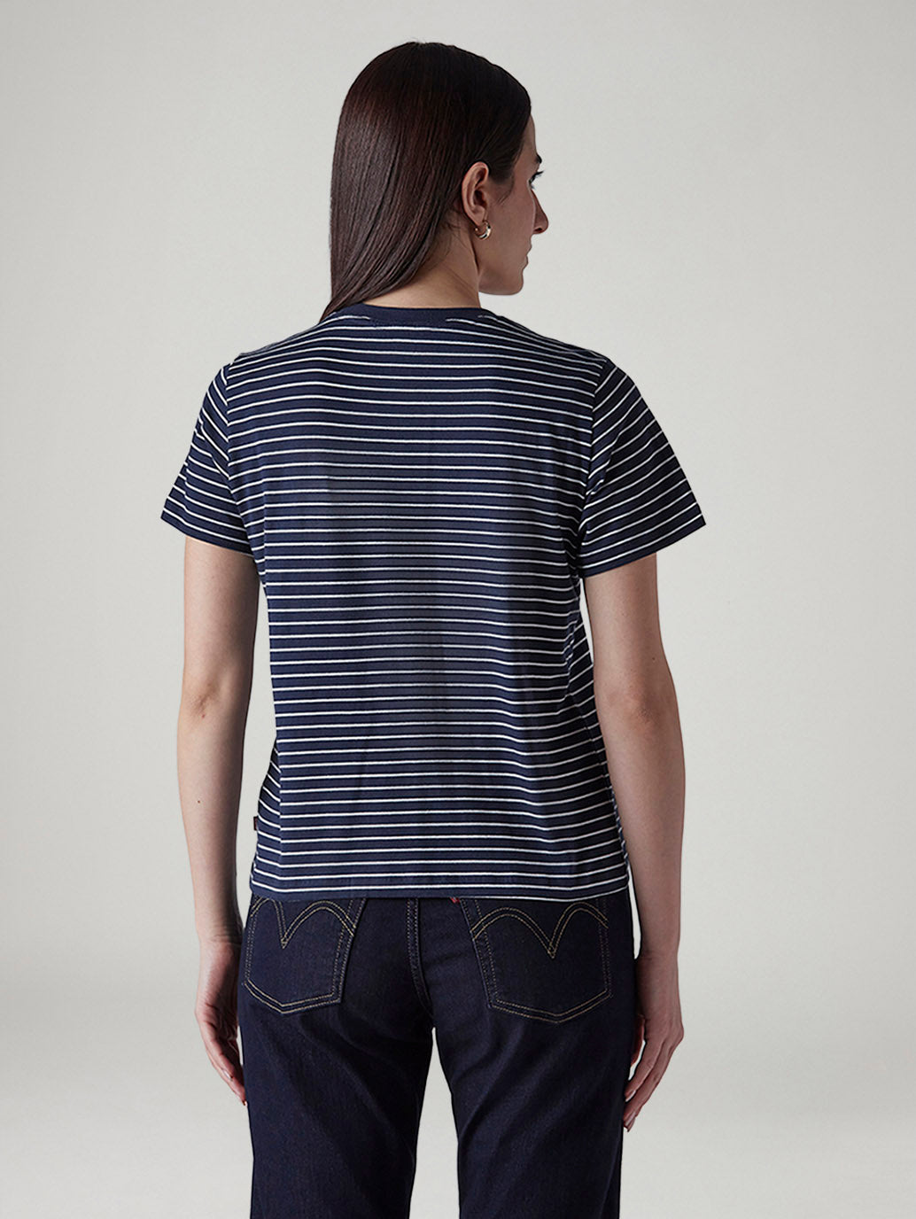 Women's Striped Regular Fit T-Shirt - Back View