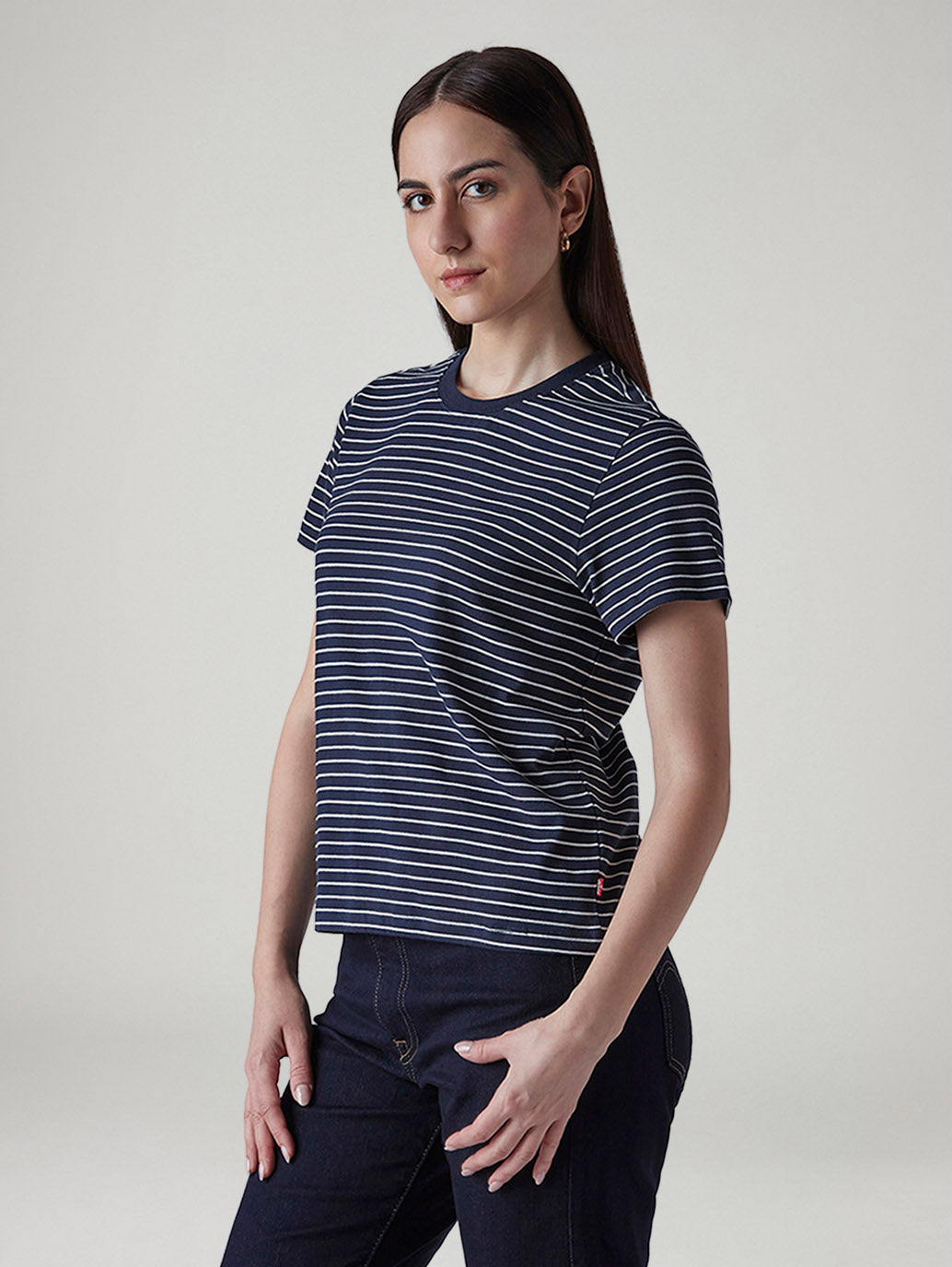 Women's Striped Regular Fit T-Shirt - Side View