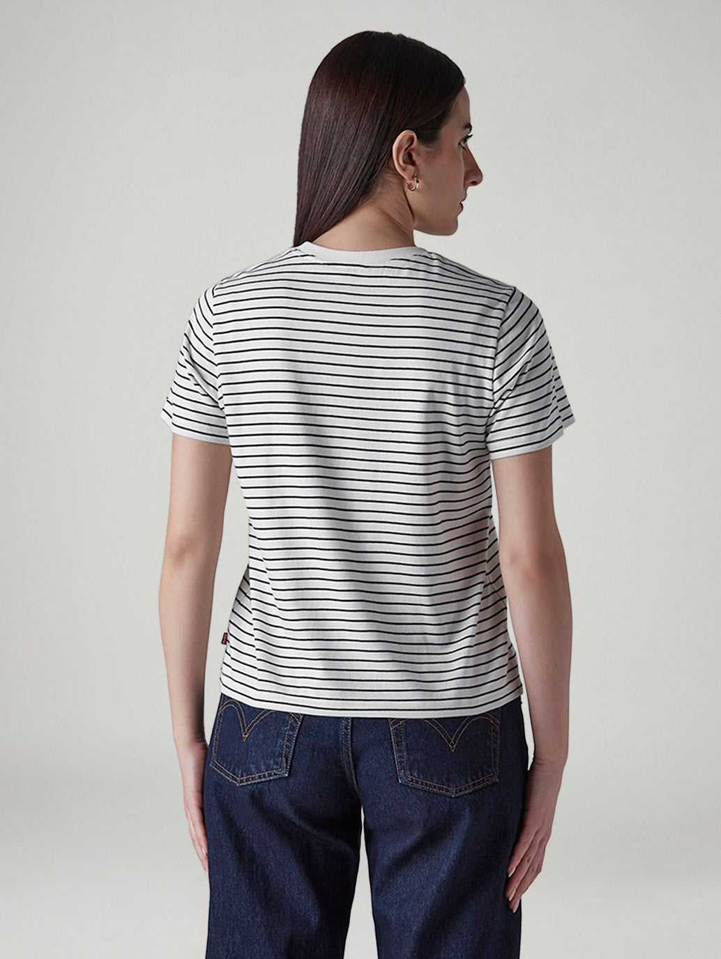 Women's Striped Regular Fit T-Shirt - Back View