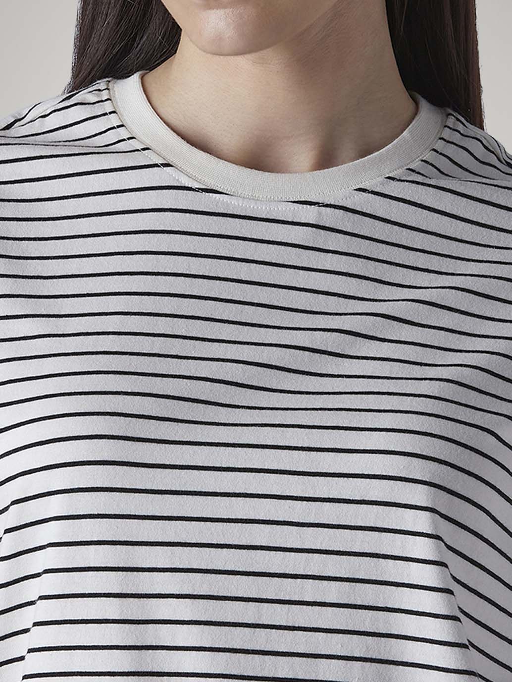 Women's Striped Regular Fit T-Shirt - Detail View