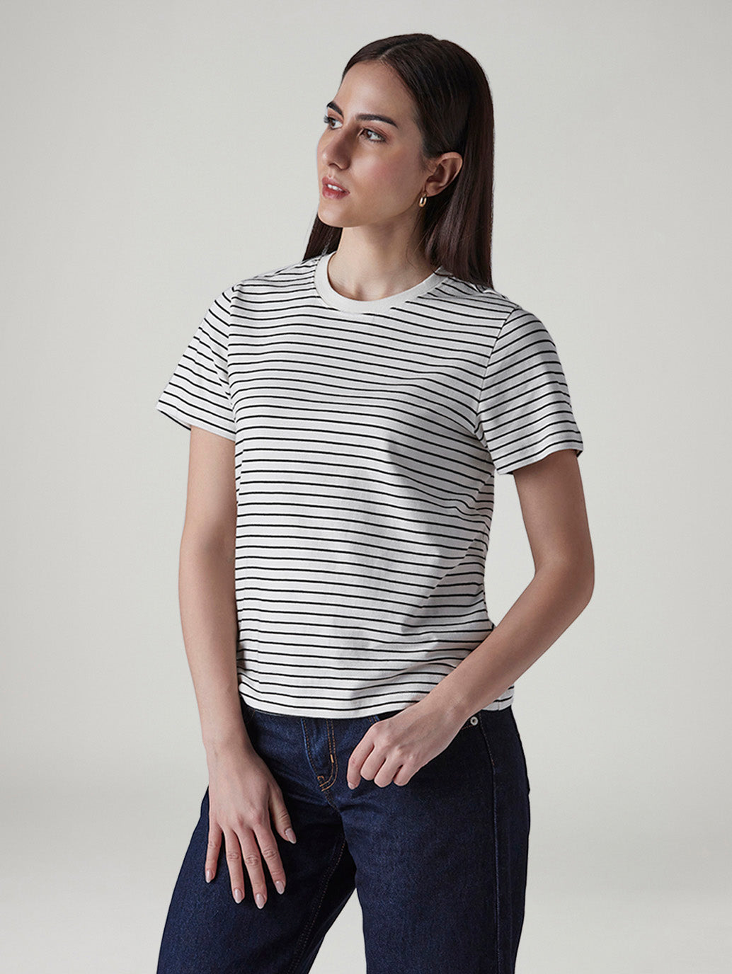 Women's Striped Regular Fit T-Shirt - Side View
